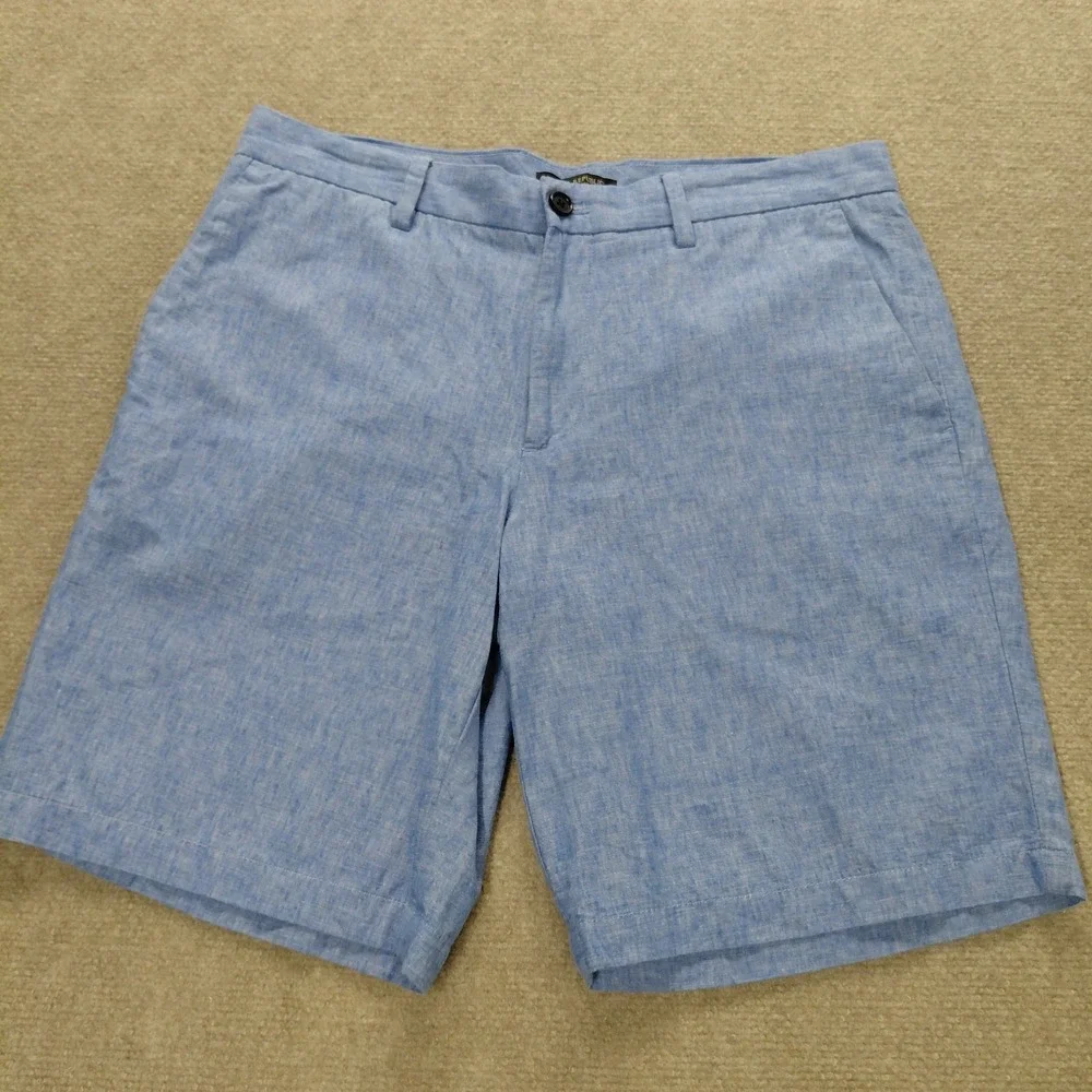 Banana Republic Aiden Linen Shorts Mens 33 Blue Chino Preppy Coastal 9